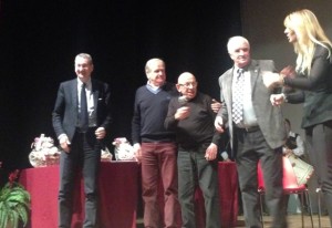 Sergio Bolzonello (Vicepresidente Regione FVG e assessore Attività produttive) alla serata di sport e spettacolo promossa dall'organizzatore della XIII Tappa (Palmanova-Cividale 20 maggio) del 99° Giro d'Italia in FVG Enzo Cainero, al Teatro Gustavo Modena - Palmanova 21/03/2016