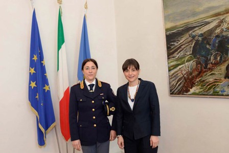 Alessandra Belardini (Dirigente Compartimento Polizia e Comunicazioni FVG) e Debora Serracchiani (Presidente Regione Friuli Venezia Giulia) - Trieste 13/04/2016